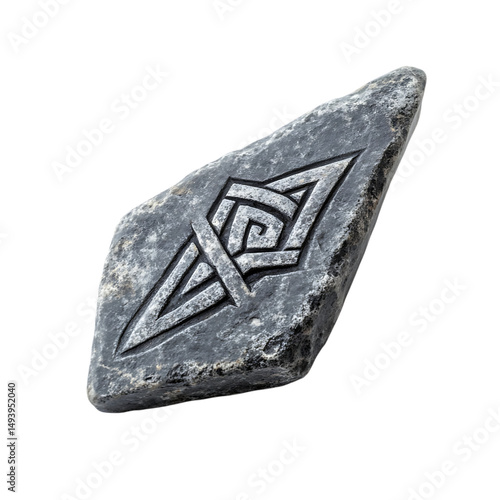 A Stone Arrow with Viking Valknut Symbols Norse Aft Isolated on Transparent Background