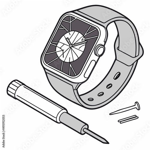 Professional smartwatch repair kit illustration transparent background