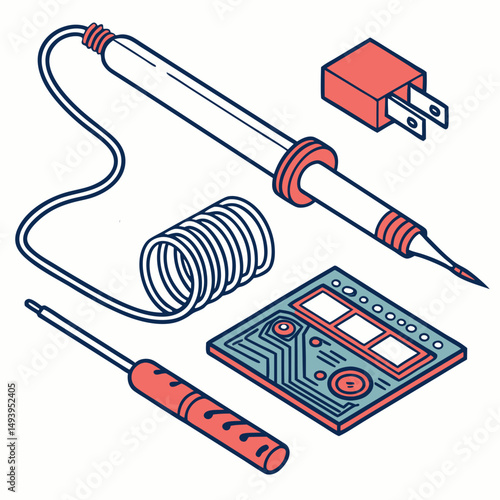 Professional soldering iron kit isolated on white background