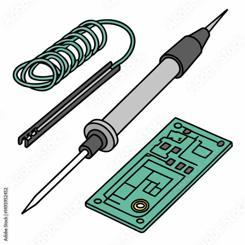 Soldering iron kit with circuit board and wire