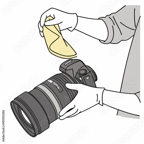Cleaning dslr camera lens with microfiber cloth