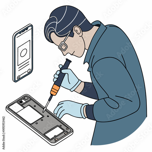 Professional phone repair technician working on smartphone