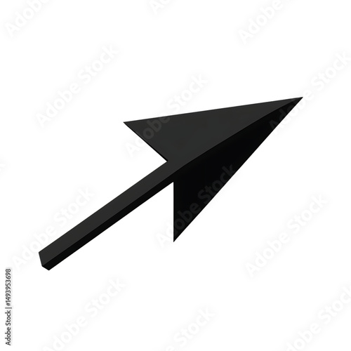 Bold Arrow with Sharp Angular Edges and a Slant Isolated on Transparent Background