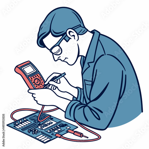 Technician repairing electronic circuit board device