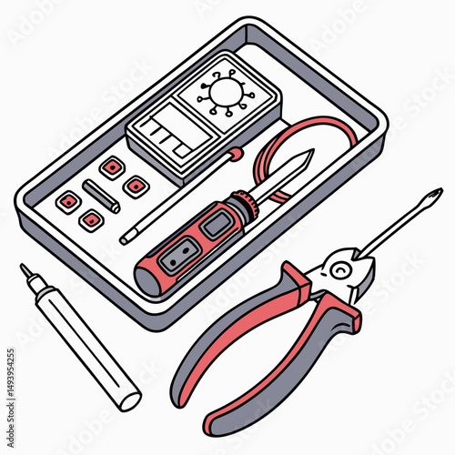 Electricians tool kit digital multimeter pliers screwdriver