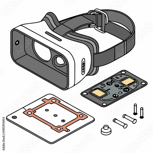 Virtual reality headset disassembled parts diagram