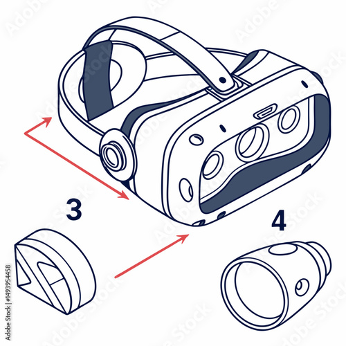 Virtual reality headset with controllers and sensors