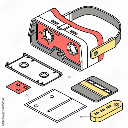 Virtual reality headset exploded view diagram components