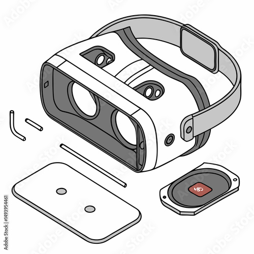 Virtual reality headset disassembled parts diagram