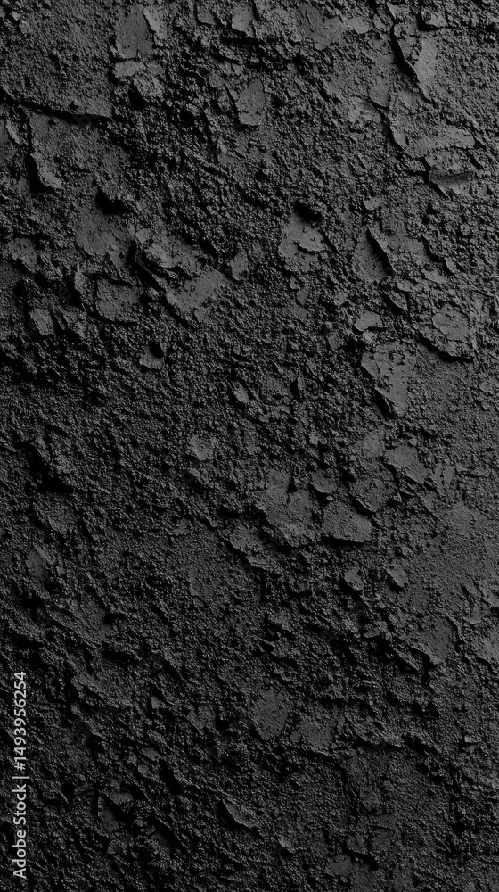 Dark, textured surface; rough, cracked, uneven. Dark, textured surface; rough, cracked, uneven.