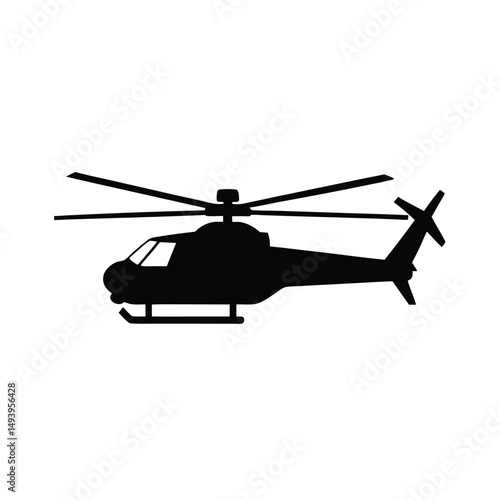 Helicopter Hovering Silhouette