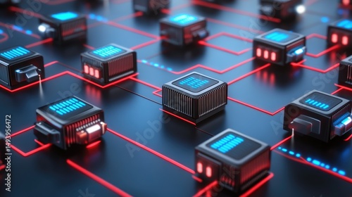 Wallpaper Mural Interconnected network of futuristic data cubes Torontodigital.ca