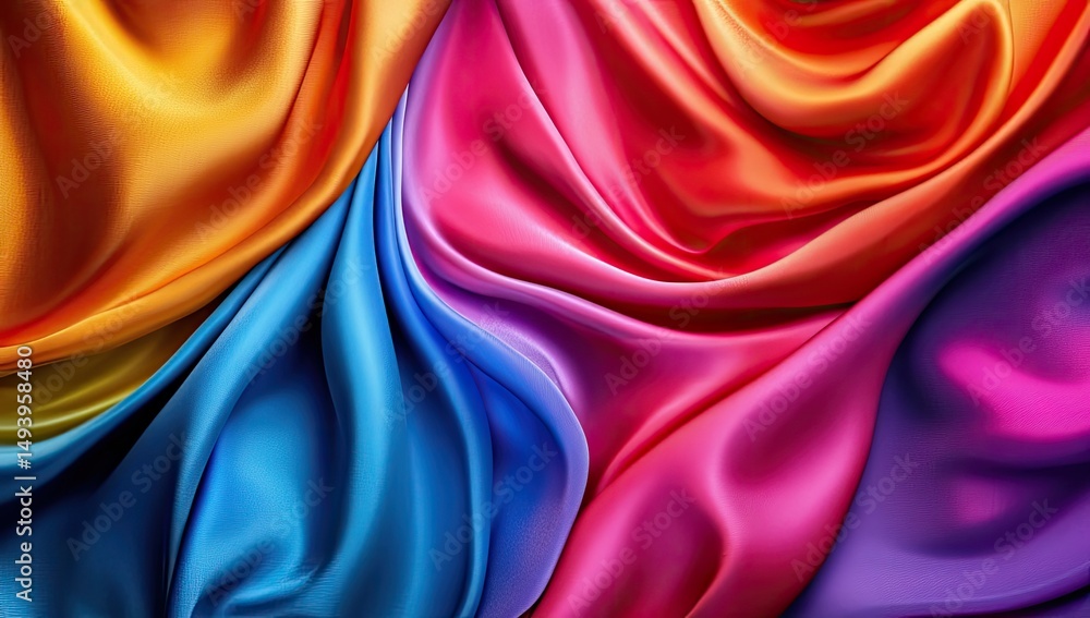 Obraz premium Vibrant flowing silk drapes in various hues