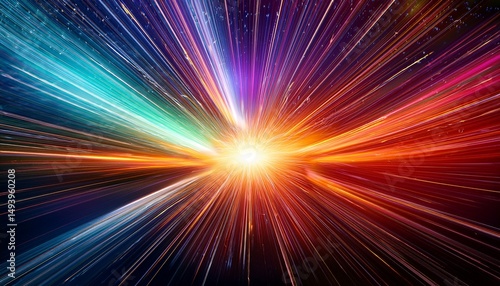 dynamic burst of colorful lights in space