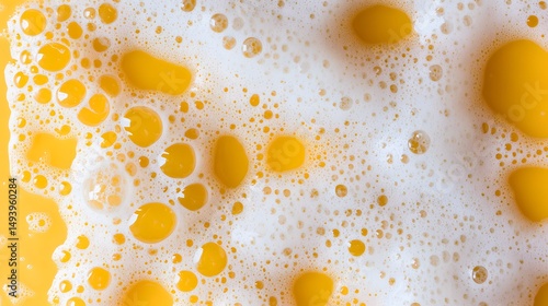 Abstract Yellow Background with White Foam Bubbles Texture