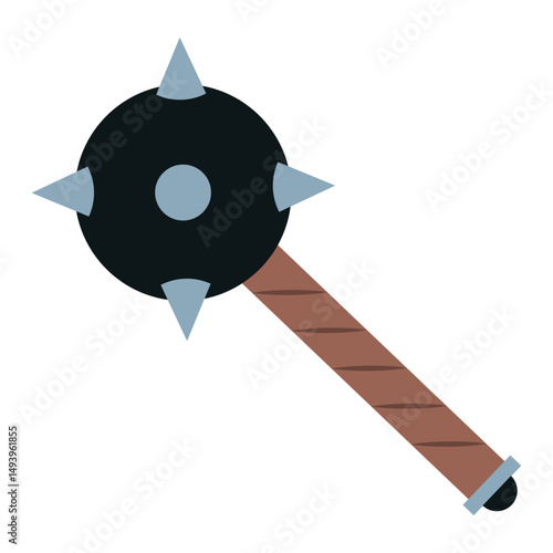 Colored mace medieval weapon icon Vector