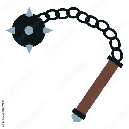 Colored mace medieval weapon icon Vector