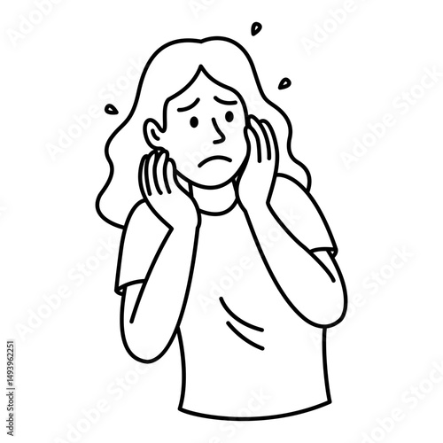 Worried woman icon in line style. Scared woman icon in line style. Icons about mental health and mental illness