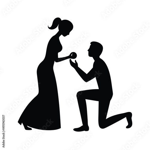 Person Proposing Marriage Silhouette