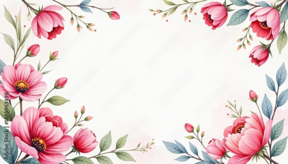 Naklejka premium Delicate watercolor floral pattern, perfect for spring promotions , trendy, pink, flowers
