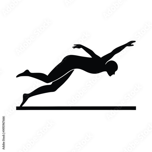 Swimmer Diving into Pool Silhouette