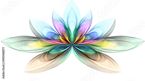 Abstract Colorful Lotus Flower, Vibrant Floral Design, Artistic Botanical Illustration, Serene Nature Inspired Artwork, Digital Painting, Fantasy Bloom