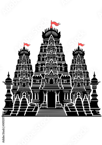 Hindu temple silhouette