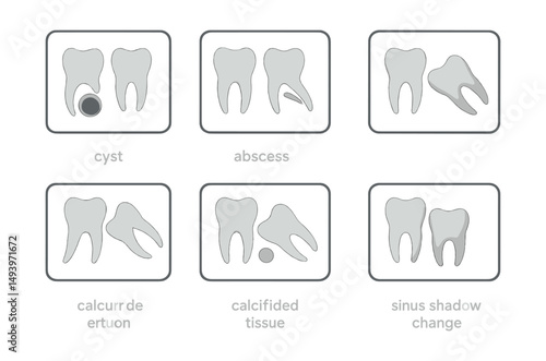 Dental health silhouette icons set. oral care and tooth condition symbols