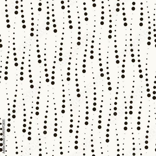 Vector seamless pattern. Dotted stylish background. Smooth waves with black circles. Elegant geometric swatch. Modern surface design.