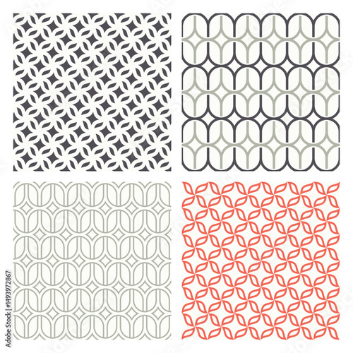 Vector seamless pattern set. Stylish creative swatches. Modern surface design.  Tileable versatile set. Repeatable geometric collection.