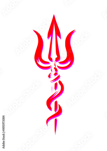 Long Trident of Shiva symbol icon. silhouette.