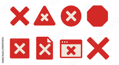 Error and warning flat icons set. alert and caution symbols for user interface