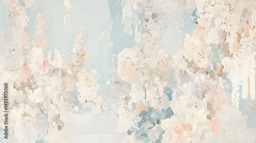 Pastel Floral Impressionist Painting, Soft Hues and Blossoms