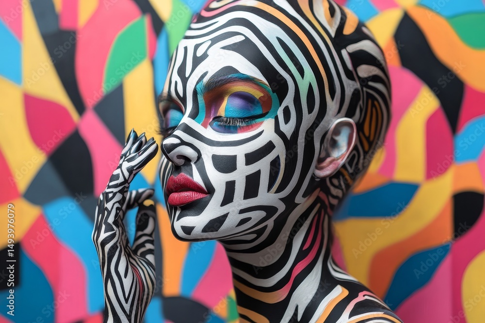 Naklejka premium A migraine headache resulting in severe brain suffering manifests as a throbbing head pain or flashes of light in the eyes, stock illustration imag