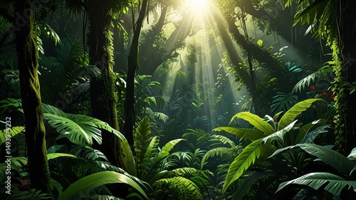 Green prehistoric jungle
