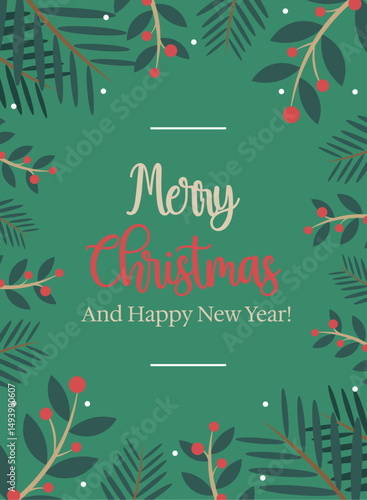 Vertical merry christmas card Vector