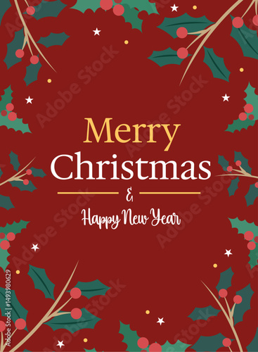 Vertical merry christmas card Vector