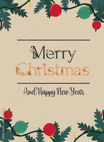 Vertical merry christmas card Vector