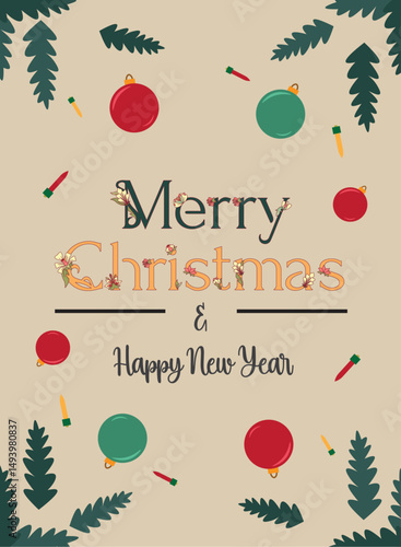 Vertical merry christmas card Vector