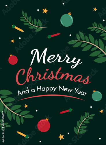 Vertical merry christmas card Vector