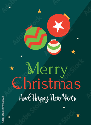 Vertical minimalist Merry christmas card Vector