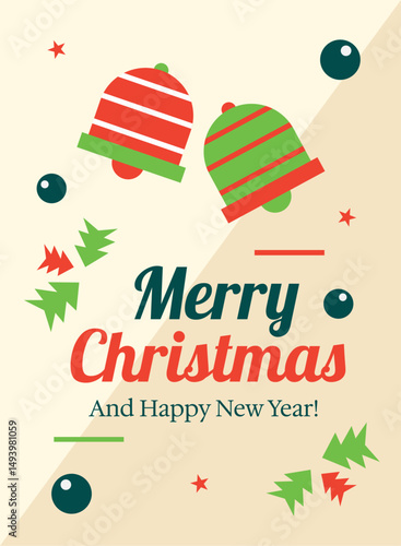 Vertical minimalist Merry christmas card Vector