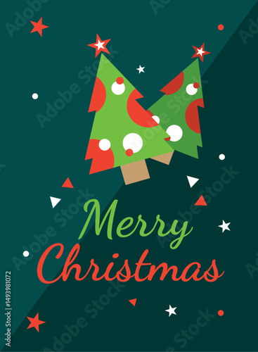 Vertical minimalist Merry christmas card Vector