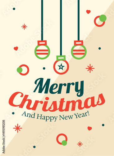 Vertical minimalist Merry christmas card Vector