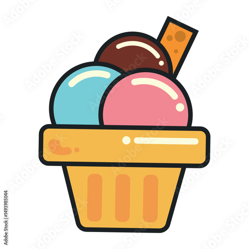 Ice cream scoops cup. Vector