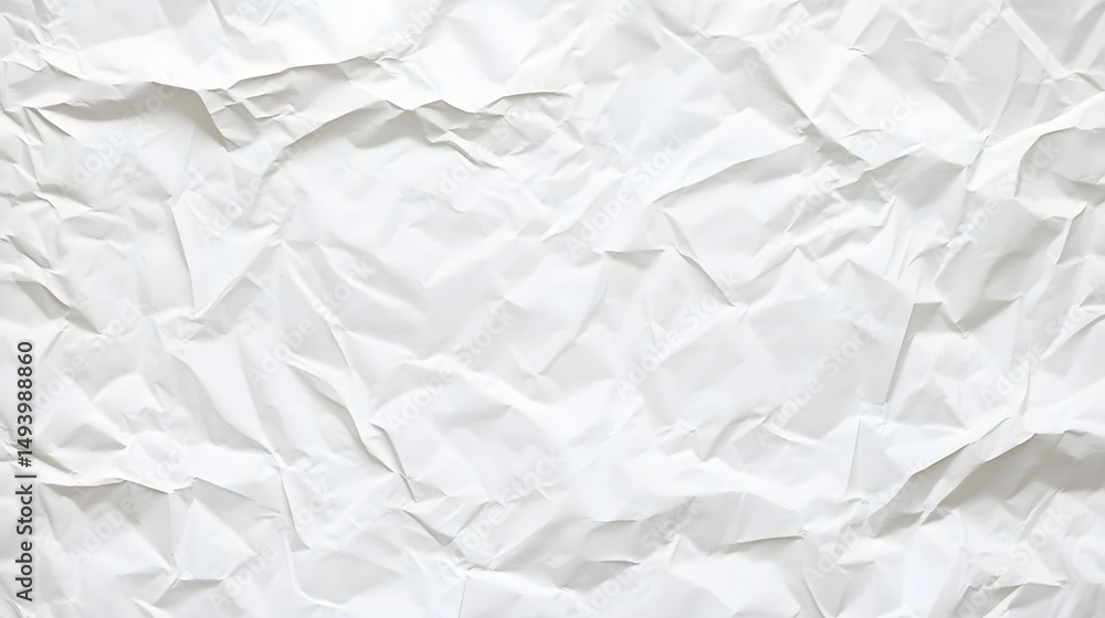 Fototapeta premium Crumpled White Paper Texture Background, Wrinkled Surface Detail