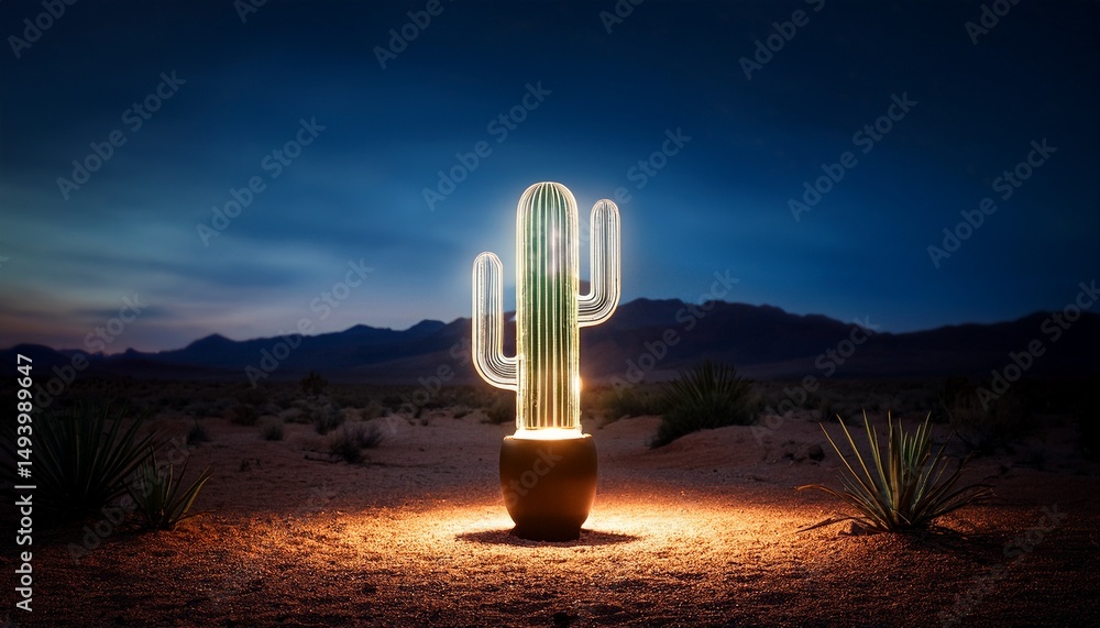 custom made wallpaper toronto digitalcactus lamp glowing in desert night scene
