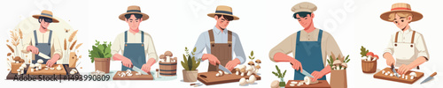 farmer character vector slicing mushrooms