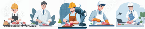 architect character vector cutting meat