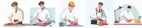architect character vector cutting meat